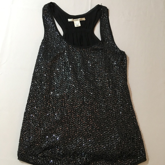 Diane Von Furstenberg Tops - Diane Von Furstenberg Black Sequin Tank Top Sz 2